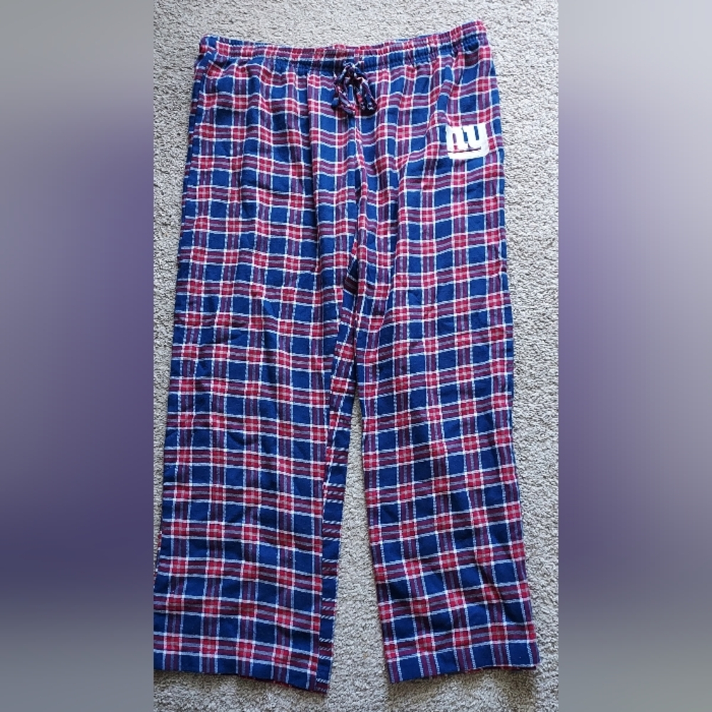 New York NY Giants Womens XL Plaid Flannel Lounge Sleep Pants NFL Apparel
